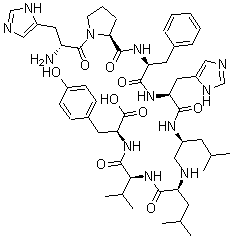 CAS#: 82131-82-6, (S)-N-(N-(N-(2-((N-(N-(1-D-histidyl-L-prolyl)-L-phenylalanyl)-L-histidyl)amino)-4-methylpentyl)-L-leucyl)-L-valyl)-L-Tyrosine