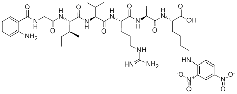 CAS 登录号:827044-38-2, 苯甲酰基-甘氨酰-异亮氨酰-缬氨酰-精氨酰-丙氨酰-(二硝基苯基)-赖氨酸