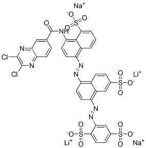 CAS#: 83399-85-3, 2-[[4-[[4-[[(2,3-Dichloro-6-Quinoxalinyl)Carbonyl]Amino]-5-Sulpho-1-Naphthyl]Azo]-7-Sulpho-1-Naphthyl]Azo]Benzene-1,4-Disulphonic Acid, Lithium Sodium Salt