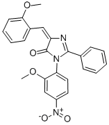 CAS 登录号:83495-04-9, 3,5-二氢-3-(2-甲氧基-4-硝基苯基)-5-((2-甲氧基苯基)亚甲基)-2-苯基-4H-咪唑-4-酮