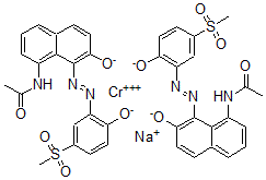 CAS 登录号：83562-94-1， 二[N-[7-羟基-8-[[2-羟基-5-(甲基磺酰基)苯基]偶氮]-1-萘基]乙酰胺(2-)]-铬酸(1-)钠