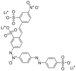 CAS 登录号：83968-54-1， 2-[2-(4-硝基-2-磺基苯基)乙烯基]-5-[2-氧代-2-[4-[2-(4-磺基苯基)偶氮]苯基]偶氮]-苯磺酸锂盐(1:3)
