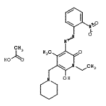 CAS#: 84041-76-9, 1-Ethyl-6-hydroxy-4-methyl-3-[(2-nitrophenyl)diazenyl]-5-(1-piperidinylmethyl)-2(1H)-pyridinone acetate (1:1)