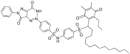 CAS#: 84360-89-4, 4-[[4-[[[4-[[1-(4,5-Dimethyl-3,6-Dioxo-2-Propyl-1,4-Cyclohexadien-1-Yl)Tetradecyl]Sulphonyl]Phenyl]Amino]Sulphonyl]Phenyl]Azo]-4,5-Dihydro-N-Methyl-5-Oxo-1-Phenyl-1H-Pyrazole-3-Carboxamide