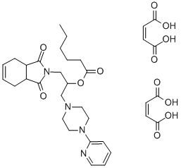 CAS#: 84916-38-1, Hexanoic acid, 1-((1,3,3a,4,7,7a-hexahydro-1,3-dioxo-2H-isoindol-2-yl)methyl)-2-(4-(2-pyridinyl)-1-piperazinyl)ethyl ester, (Z)-2-butenedioate (1:2)