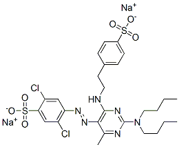 CAS 登录号：84962-50-5， 2,5-二氯-4-[[2-(二丁基氨基)-4-甲基-6-[[2-(4-磺基苯基)乙基]氨基]-5-嘧啶基]偶氮]苯磺酸钠盐