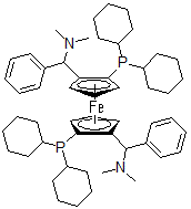 CAS 登录号：849924-78-3， (1S,1'S)-1,1'-二(二环己基膦基)-2,2'-二[(S)-(二甲基氨基)苯基甲基]-二茂铁