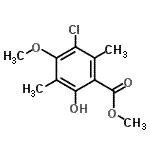 CAS 登录号：85098-93-7， 甲基3-氯-6-羟基-4-甲氧基-2,5-二甲基苯甲酸酯