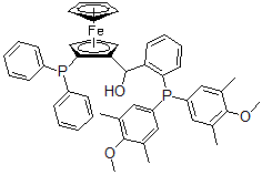 CAS 登录号：851308-47-9， (S)-(-)-[(S)-2-二苯基膦基二茂铁][2-二(3,5-二甲基-4-甲氧基苯基)膦基苯基]甲醇
