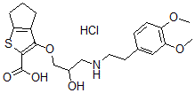 CAS 登录号：85462-88-0， 6-[3-[2-(3,4-二甲氧基苯基)乙基氨基]-2-羟基-丙氧基]-8-硫杂双环[3.3.0]辛-6,9-二烯-7-羧酸盐酸盐
