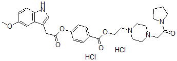 CAS 登录号：85476-81-9， 2-[4-(2-氧代-2-吡咯烷-1-基乙基)哌嗪-1-基]乙基 4-[2-(5-甲氧基-1H-吲哚-3-基)乙酰基]氧基苯甲酸酯二盐酸盐