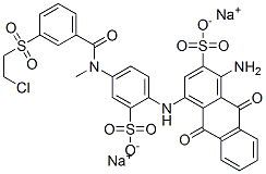 CAS 登录号：85536-89-6， 1-氨基-4-[[4-[[3-[(2-氯乙基)磺酰基]苯甲酰基]甲基氨基]-2-磺基苯基]氨基]-9,10-二氢-9,10-二氧代蒽-2-磺酸钠盐