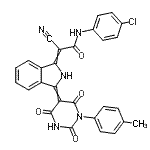 CAS 登录号：85959-60-0， N-(4-氯苯基)-2-氰基-2-{3-[1-(4-甲基苯基)-2,4,6-三氧代四氢-5(2H)-嘧啶基亚基]-2,3-二氢-1H-异吲哚-1-亚基}乙酰胺