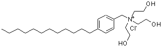 CAS 登录号:86014-86-0, N-(4-十二烷基苄基)-2-羟基-N,N-二(2-羟基乙基)乙烷氯化铵