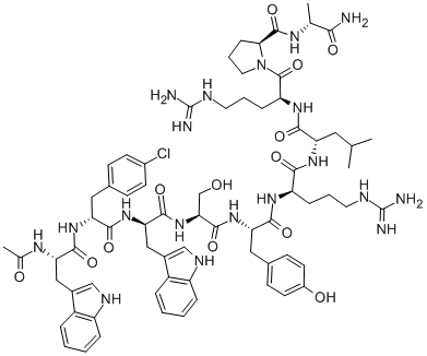 CAS 登录号:86044-76-0, N-乙酰基-色氨酰(1)-(4-氯-苯丙氨酰)(2)-色氨酰(3)-精氨酰(6)-丙氨酰(10)-黄体生成激素释放激素