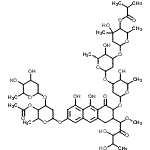 CAS 登录号：86917-61-5， 1-C-(7-{[4-O-乙酰基-2,6-二脱氧-3-O-(2,6-二脱氧吡喃己糖苷)己糖吡喃糖苷]氧基}-3-{[2,6-二脱氧-4-O-异丁酰基-3-C-甲基己糖吡喃糖苷-(1->3)-2,6-二脱氧吡喃己糖苷-(1->3)-2,6-二脱氧吡喃己糖苷]氧基}-5,10-二羟基-4-氧代-1,2,3,4-四氢-2-蒽基)-5-脱氧-1-O-甲基戊-2-纤维骨架
