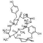 CAS#: 88360-88-7, 17,24-Dihydroxy-10-(4-hydroxybenzyl)-4,7,9,13,15,29-hexamethyl-22-oxa-3,6,9,12,15,29-hexaazatetracyclo[14.12.2.2<sup>18,21</sup>.1<sup>23,27</sup>]tritriaconta-18,20,23(31),24,26,32-hexaene-2,5,8,11,14,30-hexone