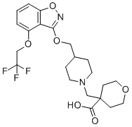 CAS#: 907607-22-1, 4-[[4-[[4-(2,2,2-Trifluoroethoxy)-1,2-benzoxazol-3-yl]oxymethyl]piperidin-1-yl]methyl]oxane-4-carboxylic acid