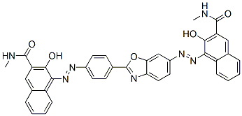 CAS#: 90883-70-8, 3-Hydroxy-4-[[4-[6-[[2-hydroxy-3-[(methylamino)carbonyl]naphthyl]azo]benzoxazol-2-yl]phenyl]azo]-N-methylnaphthalene-2-carboxamide