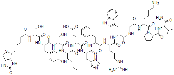 CAS 登录号:91295-35-1, N(alpha)-生物胞素基-1-丝氨酰-4-正亮氨酰-7-苯丙氨酸-alpha-msh