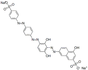 CAS 登录号：93940-01-3， 7-[[2,6-二羟基-3-[[4-[(4-磺酸基苯基)偶氮]苯基]偶氮]苯基]偶氮]-4-羟基萘-2-磺酸二钠