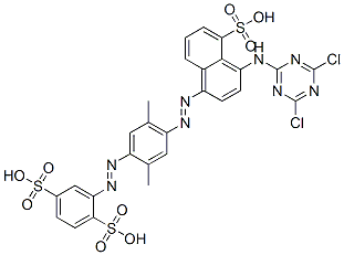 CAS 登录号：94021-17-7， 2-[[4-[[4-[(4,6-二氯-1,3,5-三嗪-2-基)氨基]-5-磺基-1-萘基]偶氮]-2,5-二甲基苯基]偶氮]苯-1,4-二磺酸