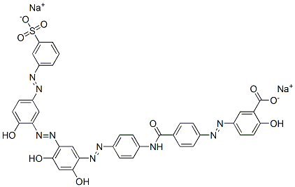CAS#: 94021-32-6, 5-[2-[4-[[[4-[2-[2,4-Dihydroxy-5-[2-[2-Hydroxy-5-[2-(3-Sulfophenyl)Diazenyl]Phenyl]Diazenyl]Phenyl]Diazenyl]Phenyl]Amino]Carbonyl]Phenyl]Diazenyl]-2-Hydroxy-Benzoicacid Sodium Salt (1:2)