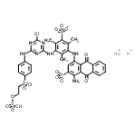 CAS#: 94157-80-9, Potassium sodium 1-amino-4-{[3-({4-chloro-6-[(4-{[2-(sulfooxy)ethyl]sulfonyl}phenyl)amino]-1,3,5-triazin-2-yl}amino)-2,4,6-trimethyl-5-sulfonatophenyl]amino}-9,10-dioxo-9,10-dihydro-2-anthracenesulfon ate (1:1:1)