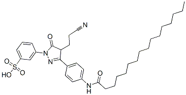 CAS#: 94944-74-8, 3-[4-(2-Cyanoethyl)-4,5-Dihydro-5-Oxo-3-[4-[(1-Oxohexadecyl)Amino]Phenyl]-1H-Pyrazol-1-Yl]Benzenesulphonic Acid