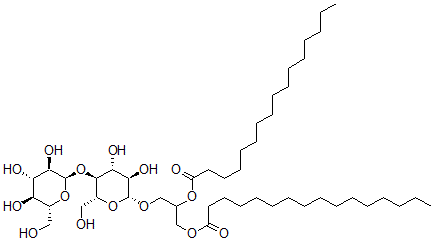 CAS 登录号:97276-49-8, 1(3)-二棕榈酰基-3(1)-(吡喃葡萄糖基-(1-4)-吡喃葡萄糖基)甘油