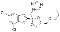 CAS 登录号：98519-02-9， 顺式-1-((2-(5,7-二氯-2-苯并呋喃基)-4-(丙氧基甲基)-1,3-二氧戊环-2-基)甲基)-1H-1,2,4-三唑