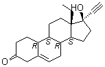 CAS 登录号：100021-05-4, (17alpha)-13-乙基-17-羟基-18,19-二去甲孕甾-5-烯-20-炔-3-酮