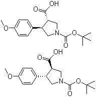 structure of CAS# 1000415-75-7, N-Boc-反式-4-(4-甲氧基苯基)吡咯烷-3-羧酸