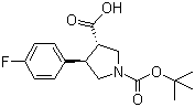 structure of CAS# 1002732-10-6, N-Boc-(3S,4R)-4-(4-氟苯基)吡咯烷-3-羧酸