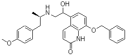 CAS # 100429-06-9, 5-[(1R)-1-Hydroxy-2-[[(1R)-2-(4-methoxyphenyl)-1-methylethyl]amino]ethyl]-8-(phenylmethoxy)-2(1H)-quinolinone