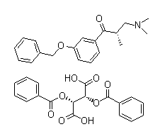 CAS # 1004315-81-4, (2R,3R)-(2S)-2,3-Bis(benzoyloxy)-butanedioic acid compound with 3-(dimethylamino)-2-methyl-1-[3-(phenylmethoxy)phenyl]-1-propanone