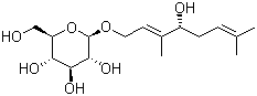 structure of CAS# 100462-37-1, (2E,4S)-4-Hydroxy-3,7-dimethyl-2,6-octadien-1-yl beta-D-glucopyranoside
