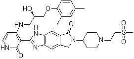 CAS # 1008448-19-8, GTx-134, 2-[4-[[(2R)-3-(2,4-Dimethylphenoxy)-2-hydroxypropyl]amino]-1,2-dihydro-2-oxo-3-pyridinyl]-6,7-dihydro-6-[1-[2-(methylsulfonyl)ethyl]-4-piperidinyl]pyrrolo[3,4-f]benzimidazol-5(3H)-one