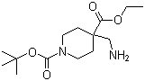 structure of CAS# 1016258-69-7, 1-(tert-Butoxycarbonyl)-4-aminomethylpiperidine-4-carboxylic acid ethyl ester