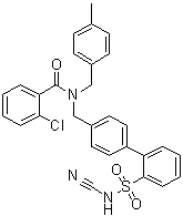 structure of CAS# 1019331-10-2, 2-氯-N-[[2'-[(氰基氨基)磺酰基][1,1'-联苯]-4-基]甲基]-N-[(4-甲基苯基)甲基]苯甲酰胺