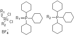 structure of CAS# 1020085-61-3, (三环己基膦)[(三环己基膦亚基)甲基]二氯化钌四氟硼酸盐