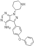 structure of CAS# 1022150-12-4, (R)-3-(4-苯氧基苯基)-1-(哌啶-3-基)-1H-吡唑并[3,4-d]嘧啶-4-胺
