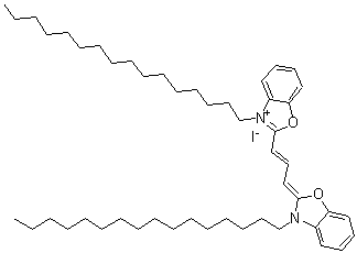 CAS # 102247-42-7, 3-Hexadecyl-2-[3-(3-hexadecyl-2(3H)-benzoxazolylidene)-1-propenyl]benzoxazolium iodide