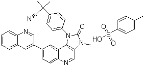 CAS # 1028385-32-1, BEZ235 Tosylate, 4-[2,3-Dihydro-3-methyl-2-oxo-8-(3-quinolinyl)-1H-imidazo[4,5-c]quinolin-1-yl]-alpha,alpha-dimethylbenzeneacetonitrile 4-methylbenzenesulfonate