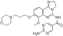 structure of CAS# 1032568-63-0, 2-Amino-N-[2,3-dihydro-7-methoxy-8-[3-(4-morpholinyl)propoxy]imidazo[1,2-c]quinazolin-5-yl]-5-pyrimidinecarboxamide