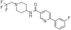 structure of CAS# 1033836-12-2, 6-(3-Fluorophenyl)-N-[1-(2,2,2-trifluoroethyl)-4-piperidinyl]-3-pyridinecarboxamide