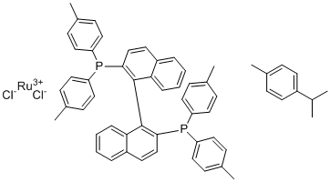 structure of CAS# 1034001-51-8, 氯[(R)-(-)-2,2'-双(二-p-甲苯基膦基)-1,1'-联萘](p-伞花烃)钌(II)氯化物