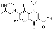 structure of CAS# 103460-89-5, 1-Cyclopropyl-6,8-difluoro-1,4-dihydro-7-(3-methyl-1-piperazinyl)-4-oxo-3-quinolinecarboxylic acid
