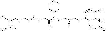 structure of CAS# 1035227-43-0, N-环己基-3-(3,4-二氯苯乙基氨基)-N-[2-[[2-[5-羟基-3-氧代-3,4-二氢-2H-苯并[b][1,4]恶嗪-8-基]乙基]氨基]乙基]丙酰胺