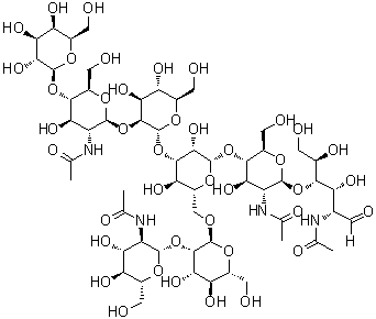 CAS 登录号：103584-68-5, O-2-(乙酰氨基)-2-脱氧-beta-D-吡喃葡萄糖基-(1→2)-O-alpha-D-甘露糖基-(1→6)-O-[O-beta-D-吡喃半乳糖基-(1→4)-O-2-(乙酰氨基)-2-脱氧-beta-D-吡喃葡萄糖基-(1→2)-alpha-D-甘露糖基-(1→3)]-O-beta-D-甘露糖基-(1→4)-O-2-(乙酰氨基)-2-脱氧-beta-D-吡喃葡萄糖基-(1→4)-2-(乙酰氨基)-2-脱氧-D-葡萄糖